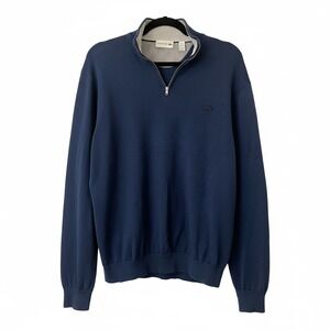 Lacoste 1/4 Zip Pullover Men's XL Navy Golf Sweater Preppy Golf Quiet Luxury